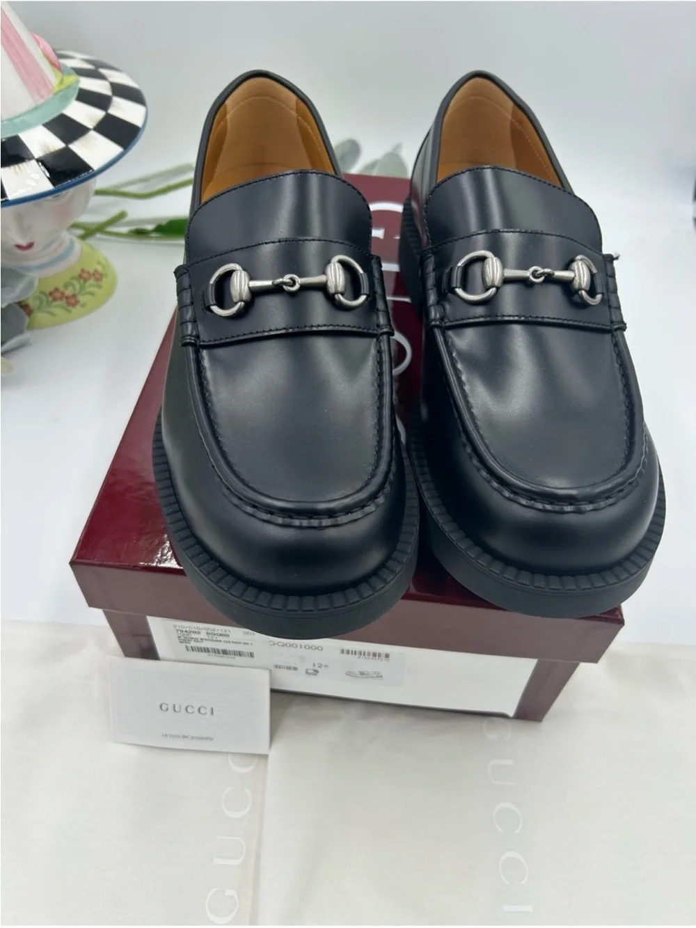 Men’s Gucci, leather horse bit loafers size 12.5 fits 13 US made in Italy